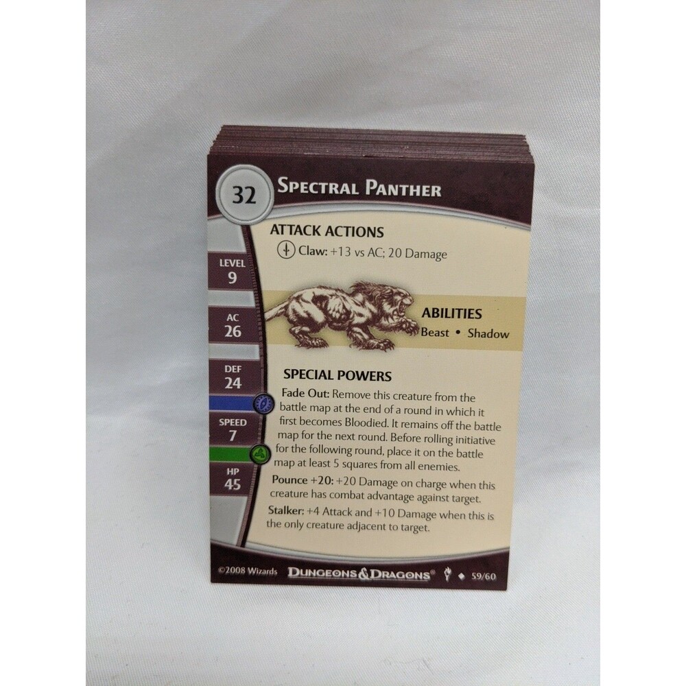 Lot Of (24) Dungeons And Dragons Dungeons Of Dread Miniatures Game Stat Cards